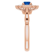 14K Rose Natural Blue Sapphire & 1/4 CTW Natural Diamond Ring