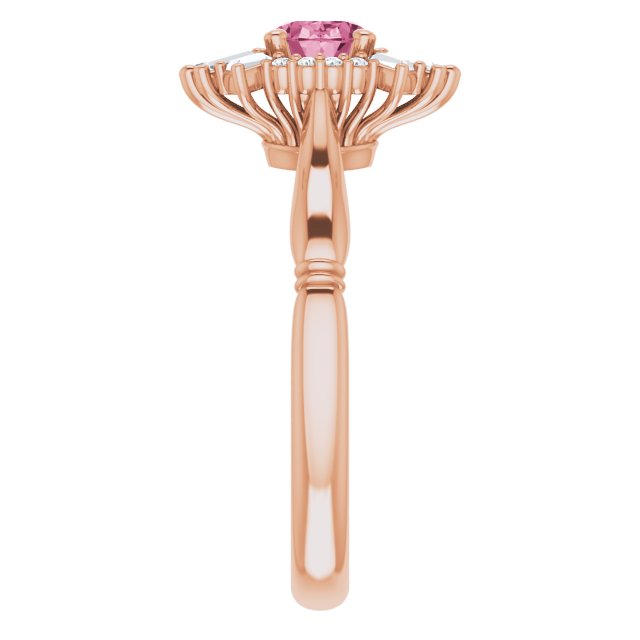 14K Rose Natural Pink Tourmaline & 1/4 CTW Natural Diamond Ring