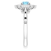 Platinum Natural Aquamarine & 1/4 CTW Natural Diamond Ring