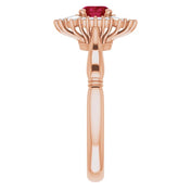 14K Rose Lab-Grown Ruby & 1/4 CTW Natural Diamond Ring