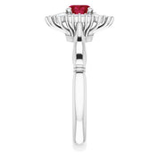 14K White Natural Ruby & 1/4 CTW Natural Diamond Ring