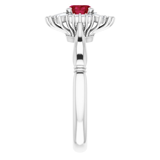 14K White Natural Ruby & 1/4 CTW Natural Diamond Ring