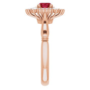 14K Rose Natural Ruby & 1/4 CTW Natural Diamond Ring