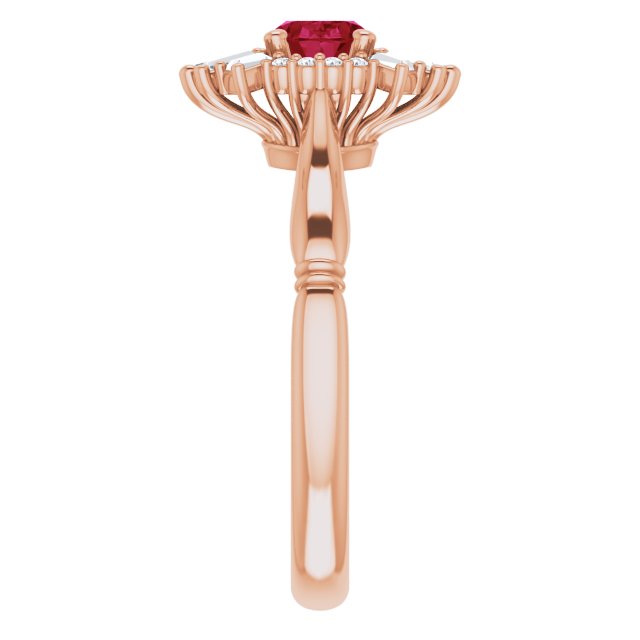 14K Rose Natural Ruby & 1/4 CTW Natural Diamond Ring