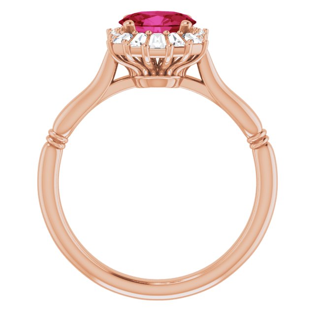 14K Rose Natural Ruby & 1/4 CTW Natural Diamond Ring