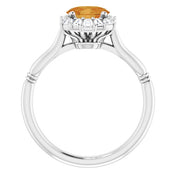 Sterling Silver Natural Citrine & 1/4 CTW Natural Diamond Ring