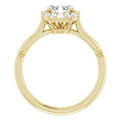 14K Yellow Natural White Sapphire & 1/4 CTW Natural Diamond Ring