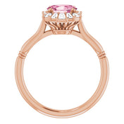 14K Rose Natural Pink Tourmaline & 1/4 CTW Natural Diamond Ring