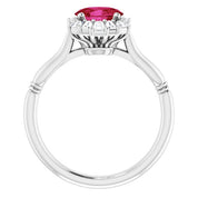 14K White Natural Ruby & 1/4 CTW Natural Diamond Ring