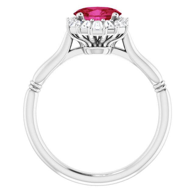 14K White Natural Ruby & 1/4 CTW Natural Diamond Ring