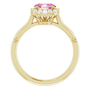 14K Yellow Natural Pink Tourmaline & 1/4 CTW Natural Diamond Ring