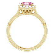 14K Yellow Natural Pink Tourmaline & 1/4 CTW Natural Diamond Ring