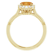 14K Yellow Natural Citrine & 1/4 CTW Natural Diamond Ring