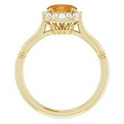 14K Yellow Natural Citrine & 1/4 CTW Natural Diamond Ring