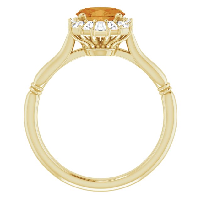 14K Yellow Natural Citrine & 1/4 CTW Natural Diamond Ring