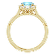 14K Yellow Natural Aquamarine & 1/4 CTW Natural Diamond Ring