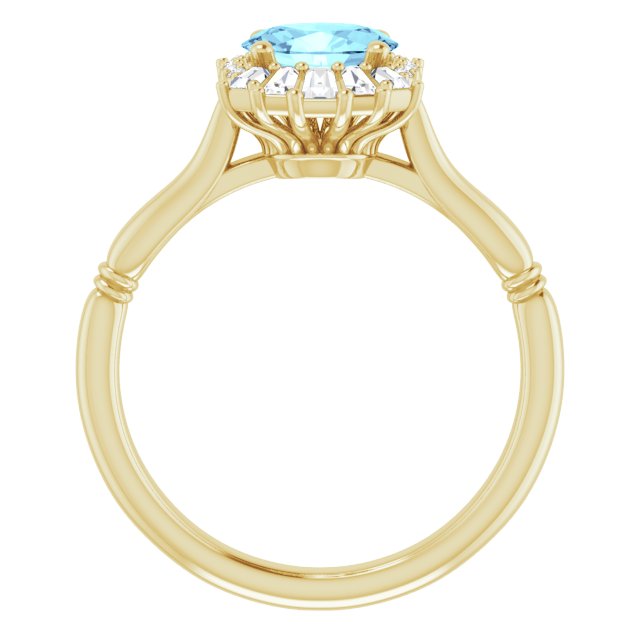 14K Yellow Natural Aquamarine & 1/4 CTW Natural Diamond Ring