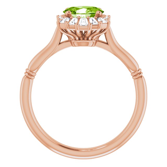 14K Rose Natural Peridot & 1/4 CTW Natural Diamond Ring