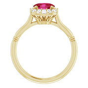 14K Yellow Natural Ruby & 1/4 CTW Natural Diamond Ring