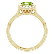 14K Yellow Natural Peridot & 1/4 CTW Natural Diamond Ring