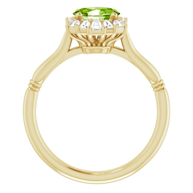 14K Yellow Natural Peridot & 1/4 CTW Natural Diamond Ring