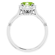 14K White Natural Peridot & 1/4 CTW Natural Diamond Ring
