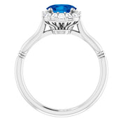 14K White Natural Blue Sapphire & 1/4 CTW Natural Diamond Ring