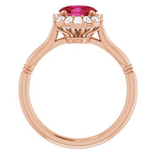 14K Rose Lab-Grown Ruby & 1/4 CTW Natural Diamond Ring