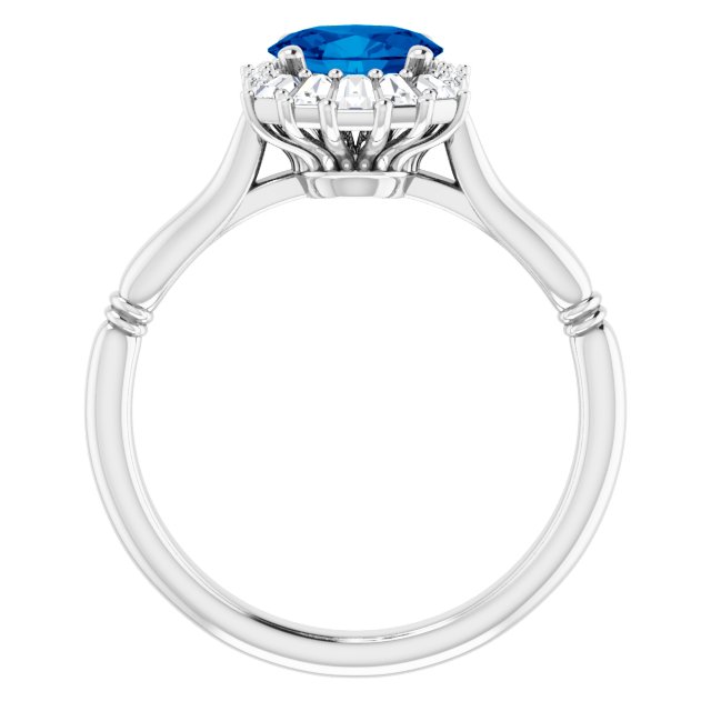Platinum Natural Blue Sapphire & 1/4 CTW Natural Diamond Ring
