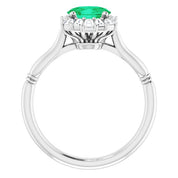 14K White Lab-Grown Emerald & 1/4 CTW Natural Diamond Ring