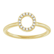 14K Yellow .06 CTW Natural Diamond Initial O Ring