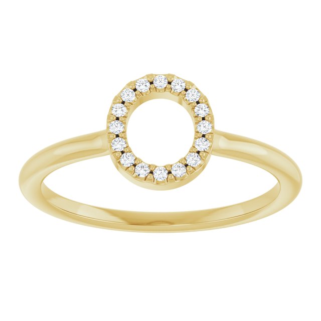 14K Yellow .06 CTW Natural Diamond Initial O Ring