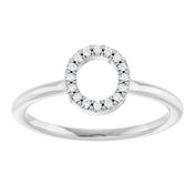 14K White .06 CTW Natural Diamond Initial O Ring