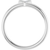 14K White .03 CTW Natural Diamond Initial Y Ring