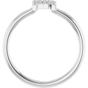 Sterling Silver .06 CTW Natural Diamond Initial R Ring