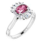Sterling Silver Natural Pink Tourmaline & 1/4 CTW Natural Diamond Ring