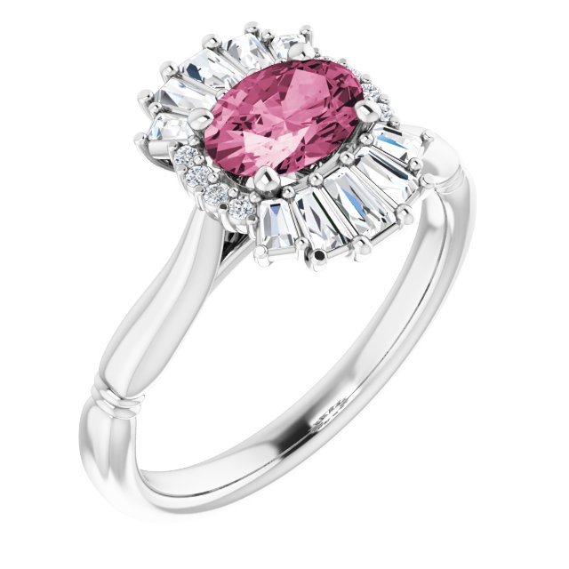 Sterling Silver Natural Pink Tourmaline & 1/4 CTW Natural Diamond Ring
