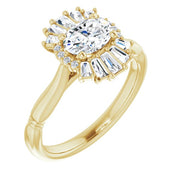 14K Yellow Natural White Sapphire & 1/4 CTW Natural Diamond Ring