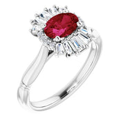 Platinum Natural Ruby & 1/4 CTW Natural Diamond Ring