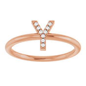 14K Rose .03 CTW Natural Diamond Initial Y Ring