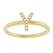 14K Yellow .03 CTW Natural Diamond Initial Y Ring