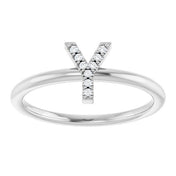 Sterling Silver .03 CTW Natural Diamond Initial Y Ring