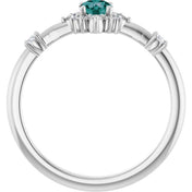 Platinum Lab-Grown Alexandrite & 1/6 CTW Natural Diamond Halo-Style Ring