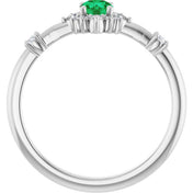 Platinum Lab-Grown Emerald & 1/6 CTW Natural Diamond Halo-Style Ring