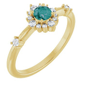 14K Yellow Lab-Grown Alexandrite & 1/6 CTW Natural Diamond Halo-Style Ring