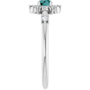 14K White Lab-Grown Alexandrite & 1/6 CTW Natural Diamond Halo-Style Ring