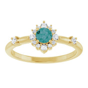14K Yellow Lab-Grown Alexandrite & 1/6 CTW Natural Diamond Halo-Style Ring