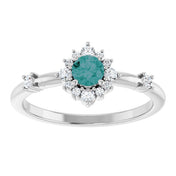 Platinum Lab-Grown Alexandrite & 1/6 CTW Natural Diamond Halo-Style Ring