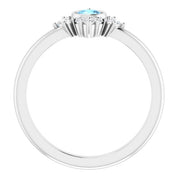 Sterling Silver Natural Aquamarine & 1/5 CTW Natural Diamond Ring