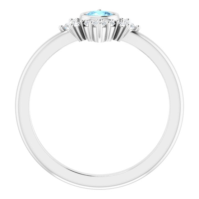 Sterling Silver Natural Aquamarine & 1/5 CTW Natural Diamond Ring